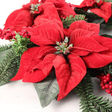 Floral Home by Artificial Flowers Premium Handcrafted 22-Inch Festive Wreath with Vibrant Poinsettias, Lush Pine, and Rich Berries - Ideal for Christmas and Winter Holiday Home Decor