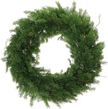 Handcrafted 22-Inch Lush Juniper Wreath - Elegant, Evergreen, All-Season Door Decor, Perfect for Home & Office, Floral Home by Artificial Flowers