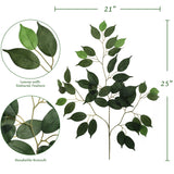 12-Pack: Artificial Green Ficus Branches with 42 Silk Leaves