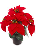 13" Red Velvet Poinsettia Bush in Black Pot with 5 Silk Flowers Pack of 6, Floral Home by Artificial Flowers