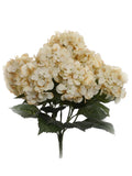 UV Light Beige Hydrangea Bush with 7 Silk Flowers & Leaves, Floral Home by Artificial Flowers