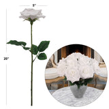 Elegant 20" White Open Rose Flowers - 5" Diameter, Set of 24 - Classic Artificial Silk Blooms for Weddings, Home Decor & Timeless Occasions, Floral Home by Artificial Flowers