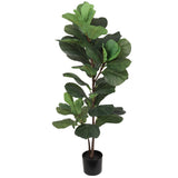 Silk Fiddle Leaf Ficus Tree 47" 35 Leaves House Plant in Black Pot House Plant ArtificialFlowers   