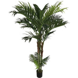 Artificial Silk Areca Palm Tree - 7' Tall Faux Plant in Black Pot - Realistic Indoor/Outdoor Decor for Home and Office