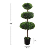 Boxwood Topiary Triple Artificial UV Indoor Outdoor 41" Topiaries ArtificialFlowers   