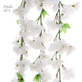 White Silk Cherry Blossom Flower Garland (3 Pack) Cherry Blossom Garland ArtificialFlowers   