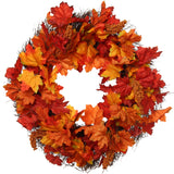 Glorious Fall Display: 18-Inch Vibrant Orange Maple Leaf Wreath - Ideal for Autumn Home Decoratio, Floral Home by Artificial Flowers