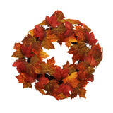 Artificial Fall Maple Leaf Lifelike Foliage Grapevine Base Wreath - 15"  ArtificialFlowers   