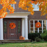 24" Fall Maple Leaf Wreath in Multi Colored Orange Leaves Wreaths ArtificialFlowers   