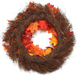 18" Fall Maple Leaf Wreath in Orange Wreaths ArtificialFlowers   