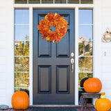 24" Fall Maple Leaf Wreath in Multi Colored Orange Leaves Wreaths ArtificialFlowers   