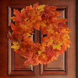 24" Fall Maple Leaf Wreath in Multi Colored Orange Leaves Wreaths ArtificialFlowers   