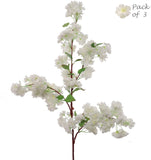 Artificial White Silk Cherry Blossom Flower Branche-30" (3 Pieces)  artificialflowersdotcom   