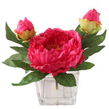 Artificial  Glass Vase Fuschia Peony Arrangement- 4