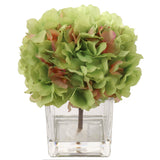 Artificial Glass Vase Green Hydrangea Arrangement-  4