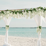 Artificial White Hanging Wisteria Garland- 5' Hanging Wisteria Branch artificialflowersdotcom   