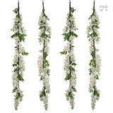 Artificial White Hanging Wisteria Garland- 5' Hanging Wisteria Branch artificialflowersdotcom   