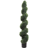 UV-Resistant Spiral Boxwood Topiary Tree in Black Pot for Indoor/Outdoor Use - 4ft, Floral Home by Artificial Flowers